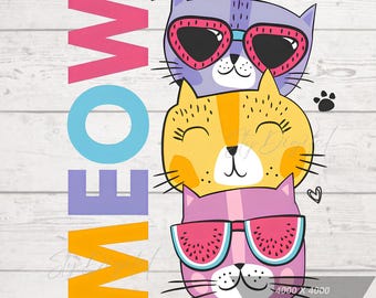 Meow Cat Png, Cute Cat Png, Printable Cat file, Cat Clipart Png, Cute Animal Png, Cat Digital Tshirt Design, High Resolution, Download