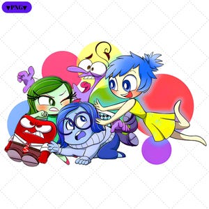 Inside Out 2 Png, Inside Out Clipart, Rabbia, Gioia, Tristezza, Imbarazzo, Ansia, Invidia, Design T-shirt digitale, Alta risoluzione, Download