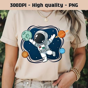 Astronaut Png, Cute Space, Astronaut Clipart, Planets and Astronaut, Galaxy & Stars Png, Astronaut Digital T-Shirt Design, Instant Download