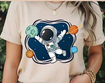 Astronaut Png, Cute Space, Astronaut Clipart, Planets and Astronaut, Galaxy & Stars Png, Astronaut Digital T-Shirt Design, Instant Download