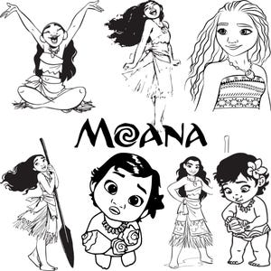 Moana bundel png, potloodtekening png, schattige kreunen clipart, kreunen 2 png, cartoon png, lettertype kreunen, instant download, hoge resolutie