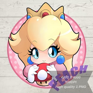 Princess Peach Png, Cute Peach Png, Peach Clipart, Mario Png, Princess Png, Peach Tshirt Design, Transparent Background, High Resolution