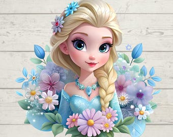 Princesa Elsa Png, Flor Elsa Png, Elsa Clipart, Princesa Png, archivo para Sublimación, Fondo Transparente, Descarga de Alta Resolución