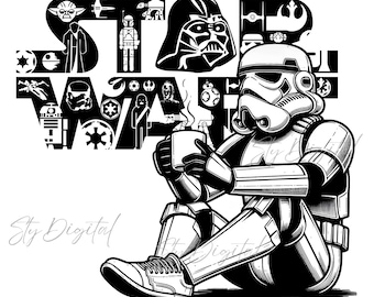 Star Wars Png, Diseño de Star Wars, Logotipo de Star Wars Coffee, Texto de Star Wars, Siluetas de personajes, Alta resolución, Fondo transparente