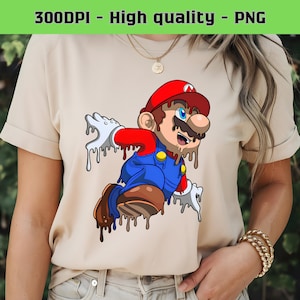 Watercolor Super Mario Png, Mario Bross Png, Mario Birthday, Mario T-Shirt Design, file for Sublimation, Video Game Png, Digital Download