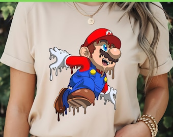 Watercolor Super Mario PNG: T-Shirt Design, Birthday (Digital Download)