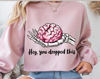 Funny Skeleton Brain PNG: Sarcastic Goth Clipart (Digital Download)