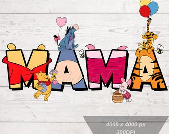 Winnie the Pooh Mama, Mama Text Png, Winnie the Pooh Friends, Mama Birthday Png, Pooh Mama, Alta resolución, Fondo transparente Descargar