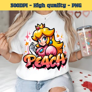 Peach Princess Graffiti Art PNG: Retro Gaming (Digital Download)