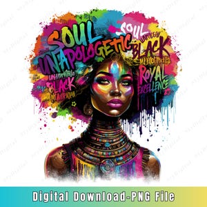 Melanin Queen Art: Afro Black Girl PNG SVG Clipart (Digital Download