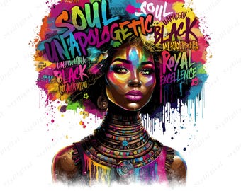 Melanin Queen Art: Afro Black Girl PNG SVG Clipart (Digital Download