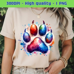 Watercolor Dog Paw Print: Colorful Splash Ink Art (Digital Download)