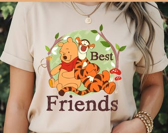 Winnie the Pooh, Mejores amigos, Tigre lindo PNG, Amigo de Pooh PNG, Diseño de camiseta de Winnie the Pooh, Oso y tigre amigo, Descarga instantánea