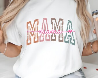 Retro Mama PNG Design, Vintage Distressed Mama Typography Shirt Graphic, Mother's Day Sublimation Transfer, Trendy Mom Life PNG, Download