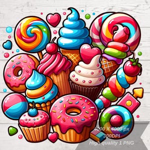 Candy And Donut Png, Cake Png, Candy Design, Sublimation Tumbler, Donut Tumbler, Candy Tshirt  Design, Instant Download, High Resolution