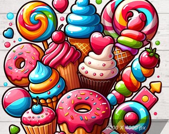 Candy And Donut Png, Cake Png, Candy Design, Sublimation Tumbler, Donut Tumbler, Candy Tshirt  Design, Instant Download, High Resolution