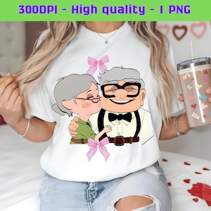 Ellie and Carl PNG, Disney Pixar, Coquette Bow, Disney Up Movie, Her Carl Digital T-Shirt Design, Cute His Ellie Love, Instant Download