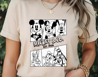 Retro Mickey Png, Mickey & Co. EST. 1928, Retro Minnie, Retro Goofy, Mickey Friends Design, Retro Disney Characters, Instant Download