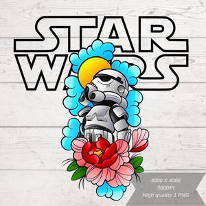 Star Wars Png, Star Wars Design, Floral Star Wars, Star Wars text, Character Silhouettes, Star Wars T-shirt Design, Transparent Background