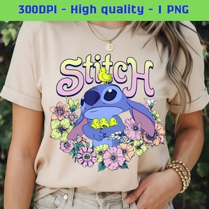 Stitch Flower Png, Cute Stitch Png, Chick and Stitch, Stitch Clipart, Stitch T-Shirt Design, Cute Disney Character, Digital Download