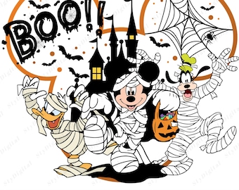 Disney Halloween Mummy PNG, Mickey Mouse Donald Goofy Trick or Treat Clipart, Cute Spooky Costume Party Design, Cartoon Halloween, Downlaod