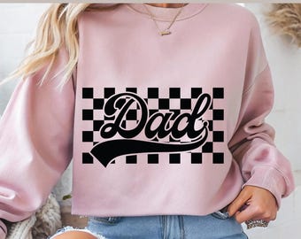 Papá de carreras retro PNG SVG: Diseño de bandera a cuadros para el Día del Padre (Descarga digital)