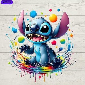 Watercolor Stitch Png, Cute Stitch Png, Stitch Clipart, Cartoon Png, file for Sublimation, Transparent Background, High Resolution Download