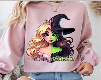 Princess Witch Split Face PNG: Halloween Fantasy Girl Clipart (Instant Download)