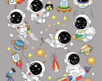 Space Png, Astronauts Png, Astronaut Clipart, Planets and Rockets, Galaxy Png, Stars Png, Transparent Background, High Resolution Download