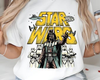 Star Wars Darth Vader Stormtrooper PNG, Póster de villano de la galaxia del lado oscuro, gráfico de camiseta con Destructor Estelar y Caza TIE, Descargar
