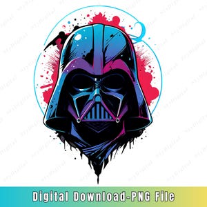 Darth Vader PNG, Neon Star Wars Art, Dark Side PNG, Star Wars Character PNG, Sublimation Design, Transparent Background, Instant Download
