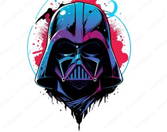 Darth Vader Neon Art PNG: Star Wars Sublimation Design (Instant Download