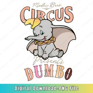 Dumbo Circus PNG, Vintage Disney Baby Elephant Art, Kids Design Png, Digital Nursery Wall Print, Cute Cartoon Design, Instant Download
