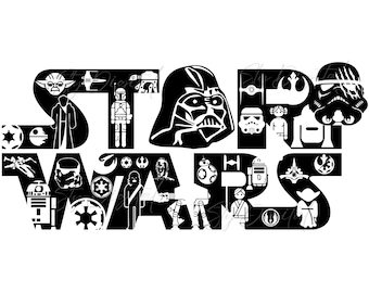 STAR WARS キャラクターシルエット スターウォーズ スターウォーズ SVG バンドル、スターウォーズ クリップアート、PNG