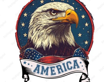 American Eagle Patriotic Bow PNG, USA Flag Wings 4th July Design (Digital Download)