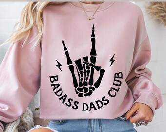 Badass Dads Club Skeleton Hand SVG PNG: Rock Hand Dad Design (Digital Download)