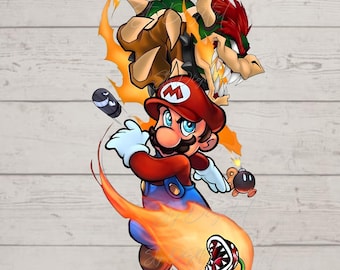 Super Mario Png, Fire Mario Png, Mario Clipart, Fire Mario Design, High-Resolution, Transparent Background, Instant Download