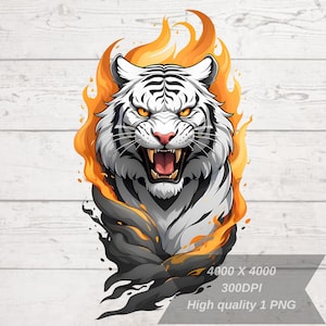 Burning Tiger Png, Tiger Face Png, Tiger Clipart Png, Cute Animal Png, Tiger Digital Tshirt Design, High Resolution, Instant Download