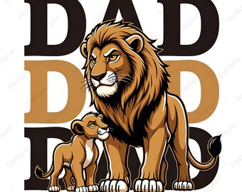 Familia de leones papá PNG, Padre e hijo león PNG, Camiseta de papá león PNG, Papá orgulloso PNG, Padre fuerte PNG, Rey papá PNG, Familia de leones PNG, Descargar