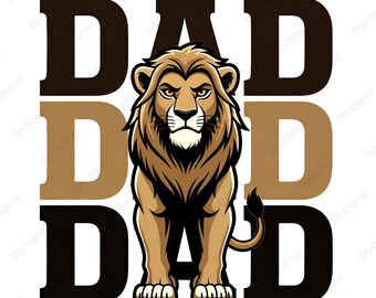Papá León PNG, Padre León PNG, Camiseta de Papá León PNG, Papá Fuerte PNG, Papá Rey PNG, Día del Padre PNG, Familia de Leones PNG, Descarga Instantánea