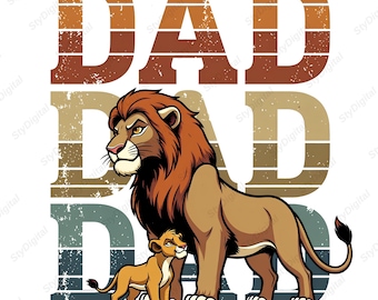 Familia de leones retro PNG, Padre e hijo vintage PNG de leones, Camiseta de leones para papá PNG, Papá fuerte PNG, Padre orgulloso PNG, Familia de leones PNG, Descargar