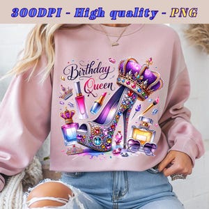 Birthday Queen PNG: Glam High Heel & Crown Clipart (Digital File)