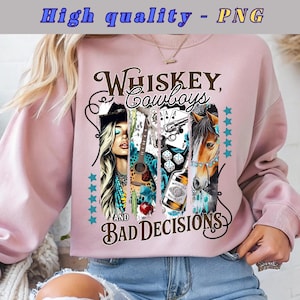 Whiskey Cowboys PNG: Western Sublimation Design (Instant Download)