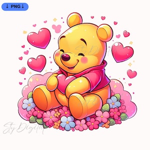 Pooh Cute Bear Png, Winnie The Pooh, Happy Bear High Resolution, Files for Cricut and Silhouette, Kids T-Shirt Design, Instant Download