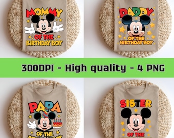 Mickey Birthday Family PNG: Mommy, Daddy, Sister, Papa (Instant Download)