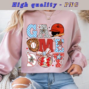 Retro Baseball Clipart PNG: Game Day Sublimation Design (Digital Download)
