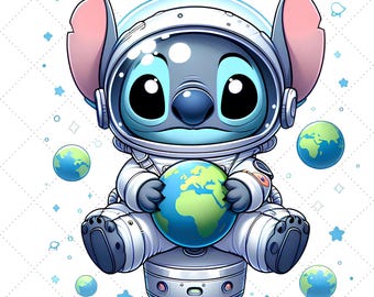 Astronauta Stitch Png, Lindo Stitch Png, Stitch Clipart, Astronauta Png, archivo para Sublimación, Fondo Transparente, Descarga de Alta Resolución