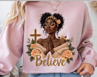 Praying Black Woman PNG: Christian Sublimation Design (Digital Download)