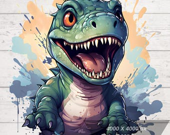 Watercolor Trex Png, Dinosaur Png, Trex Clipart, Cute Trex, Dinosaur Tshirt Digital Design, Transparent, High Resolution, Instant Download