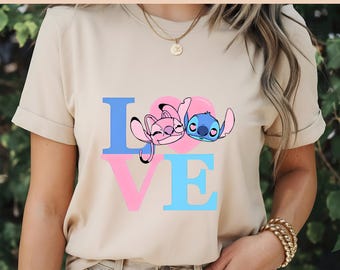 Stitch and Angel Love PNG: T-Shirt Design (Digital Download)